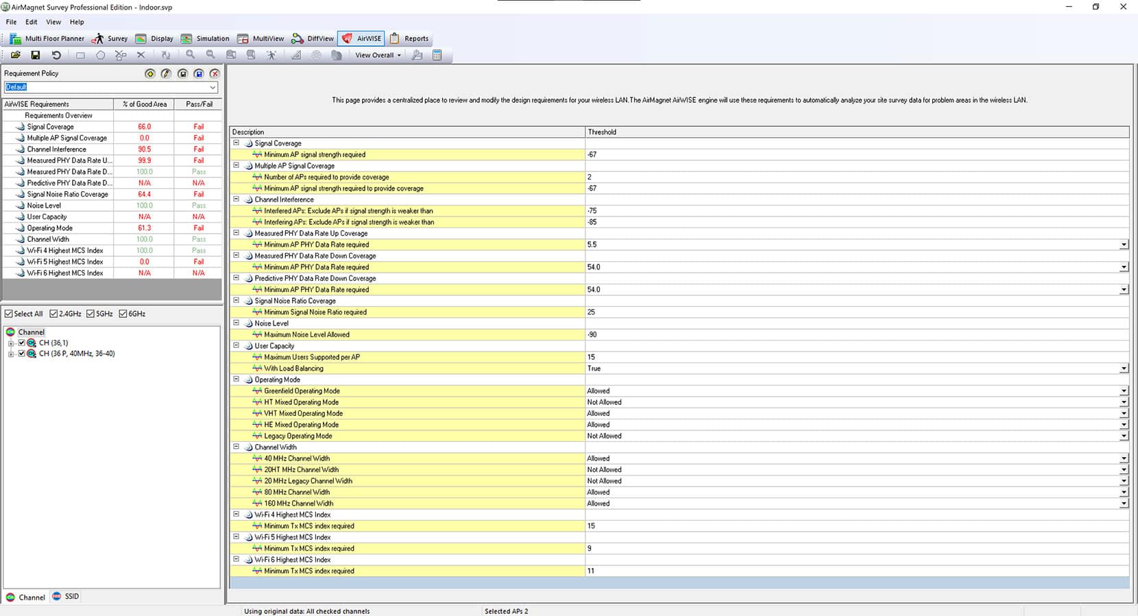 AirMagnet Planner Home Screen