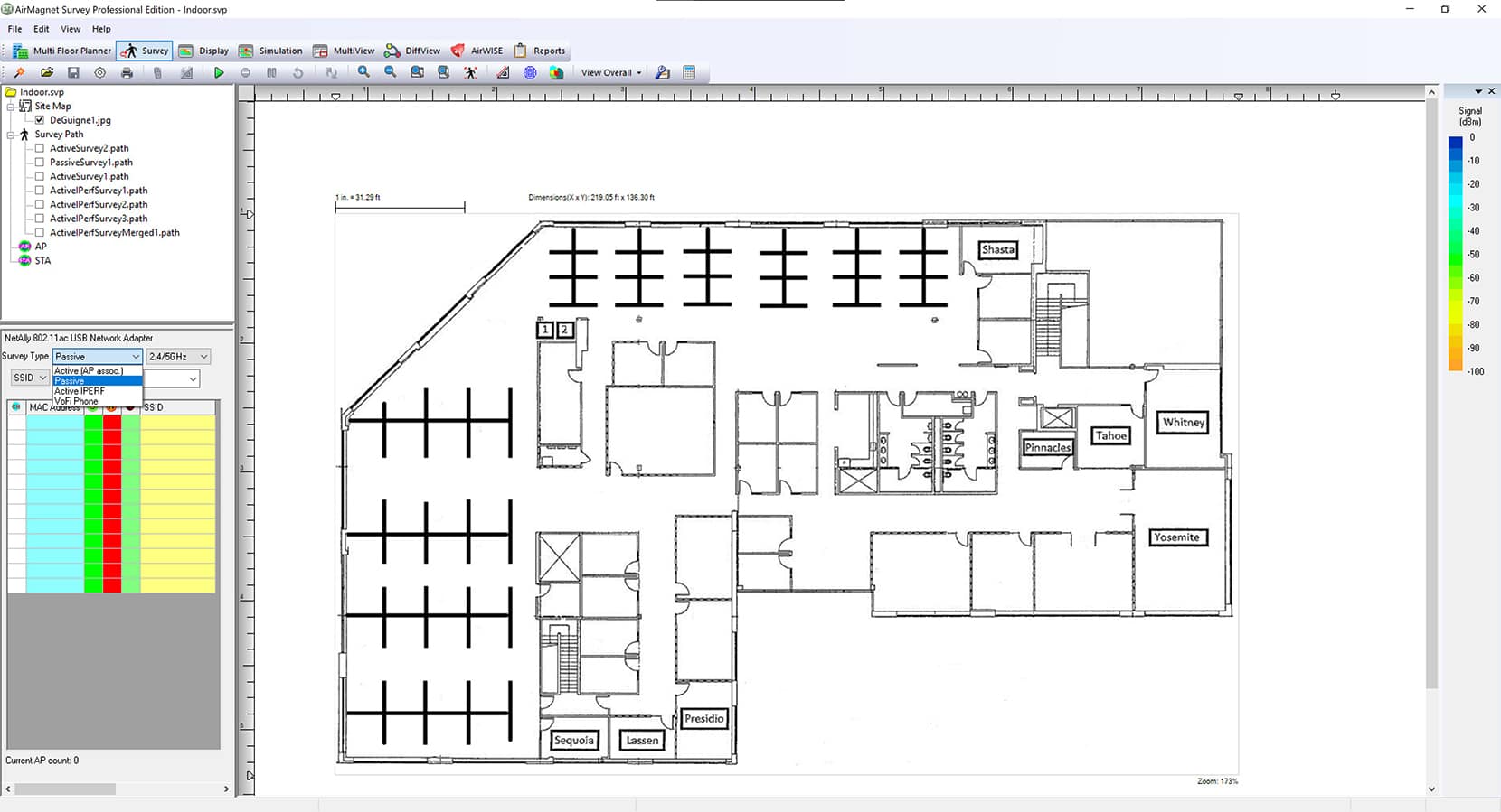 AirMagnet Planner Home Screen