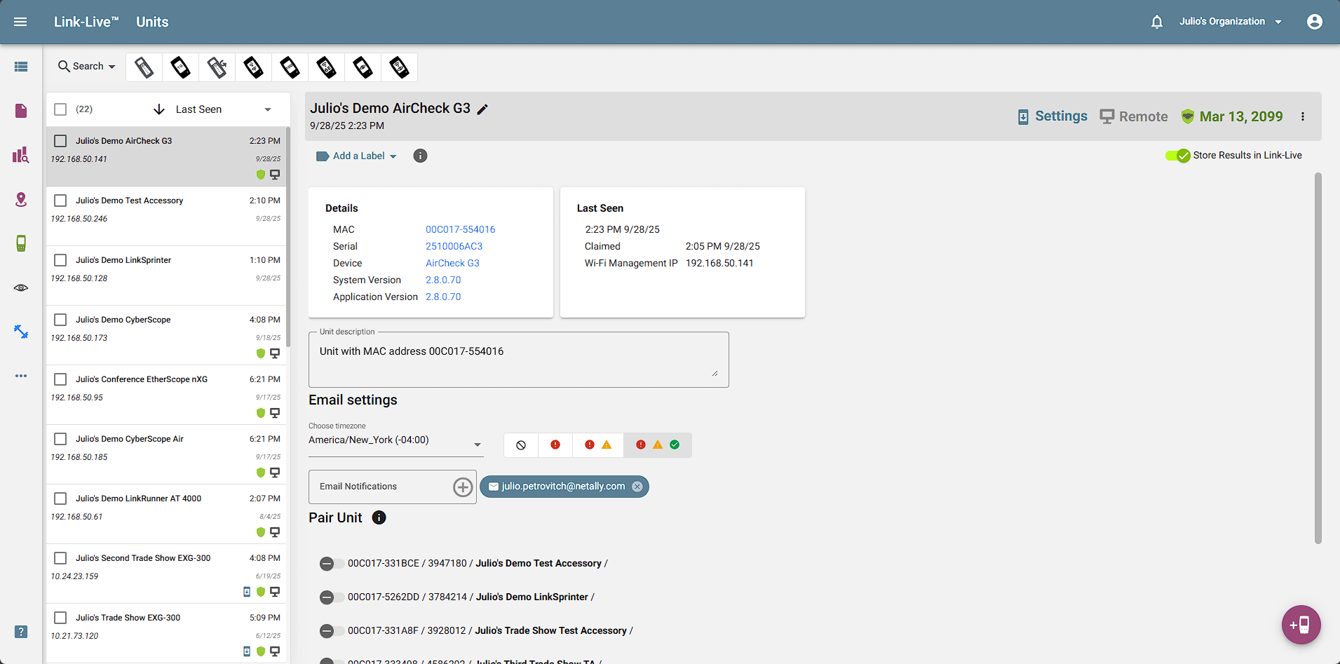 AirMagnet Planner Home Screen