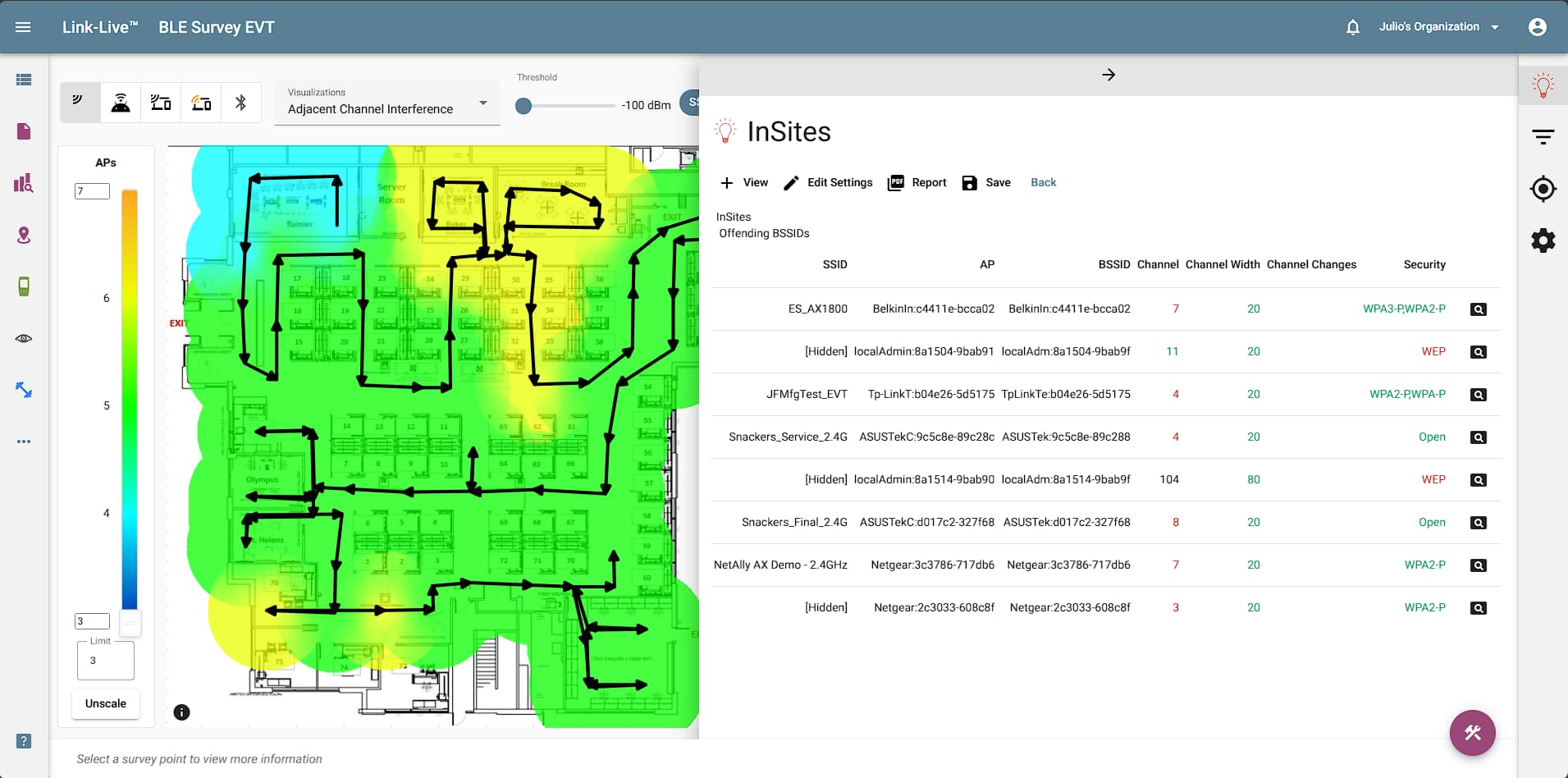 AirMagnet Planner Home Screen