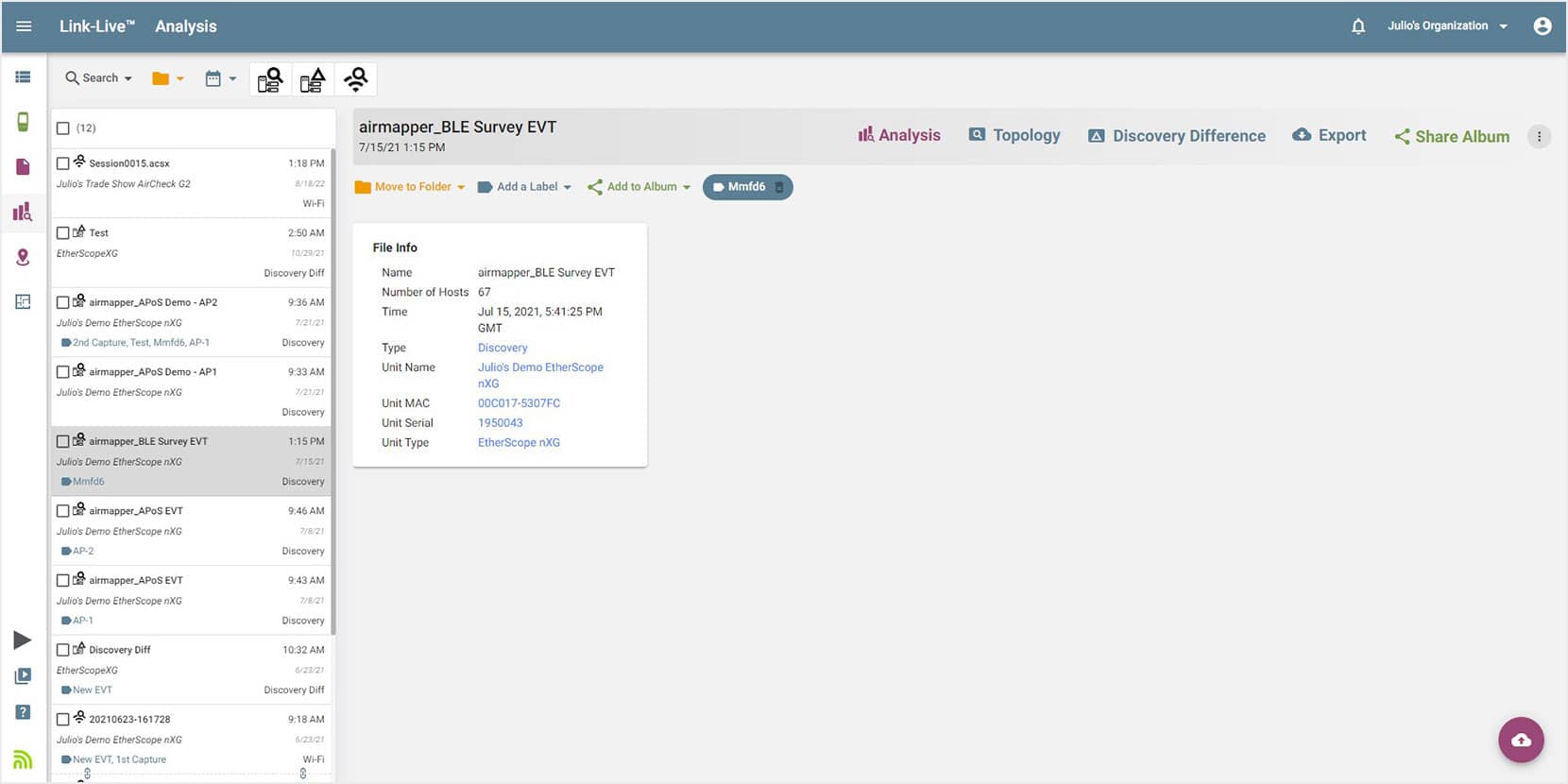 AirMagnet Planner Home Screen