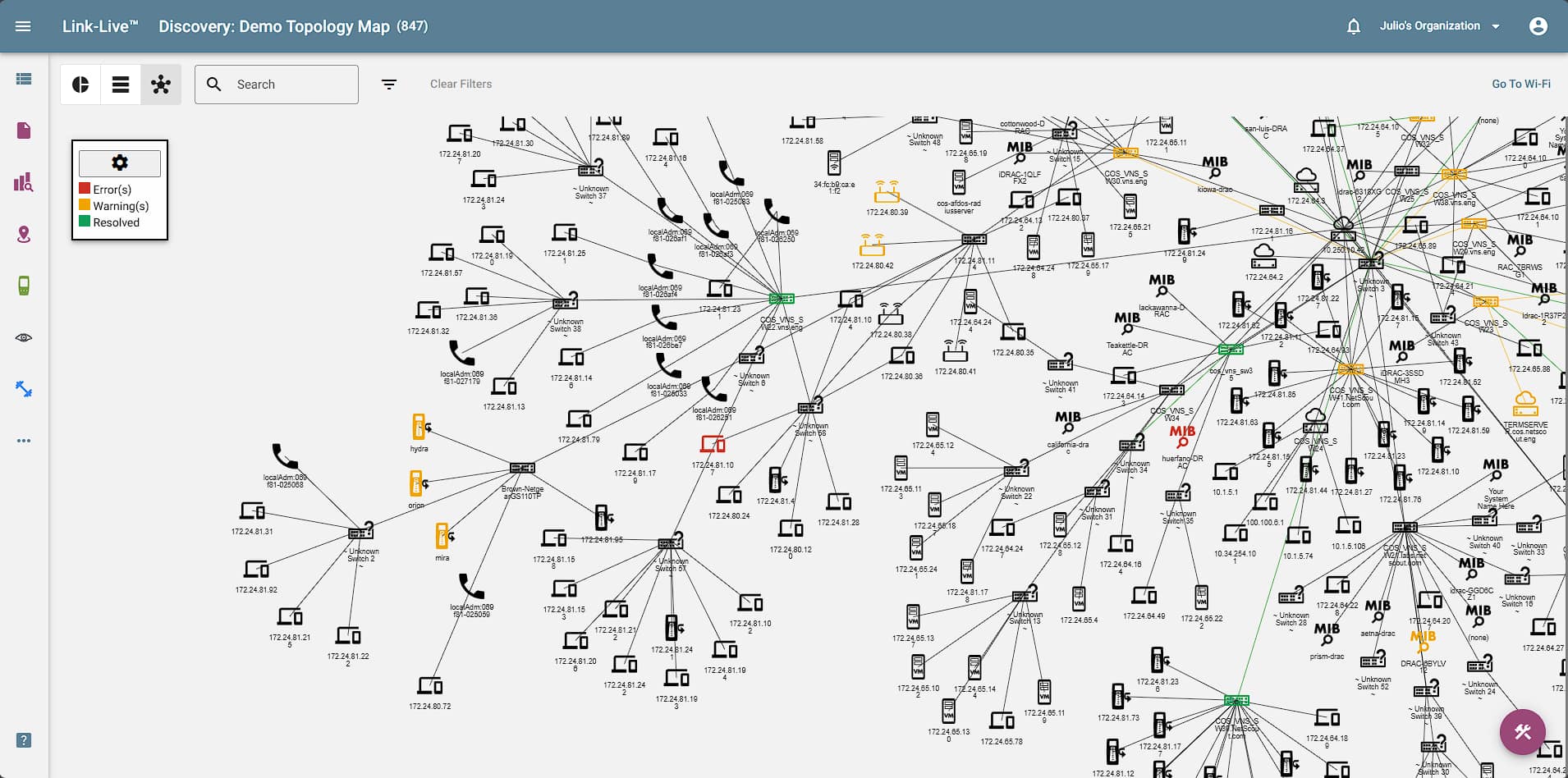 Automated topology mapping shows up-to-the-minute accurate maps of your network.