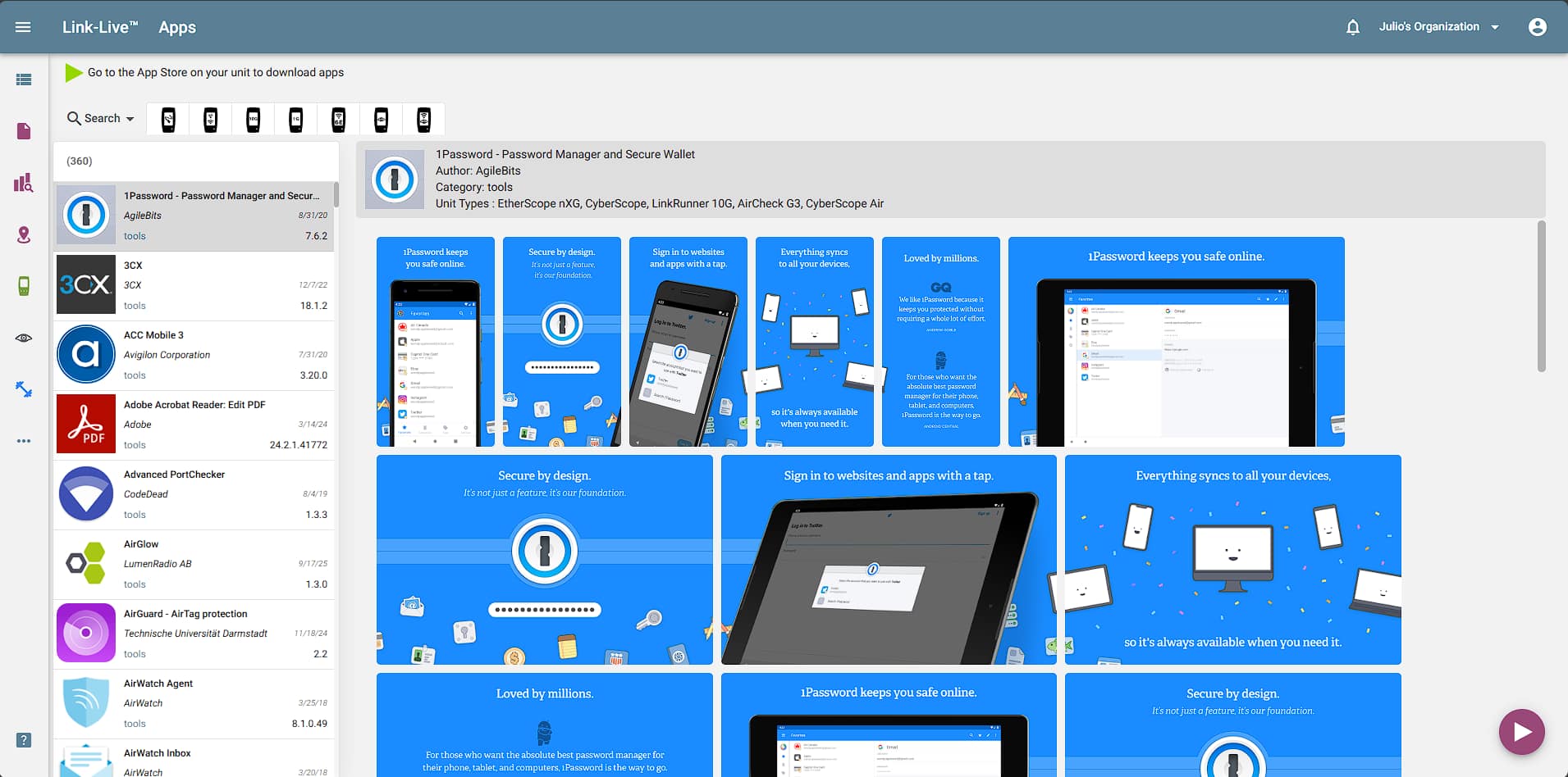 AirMagnet Planner Home Screen