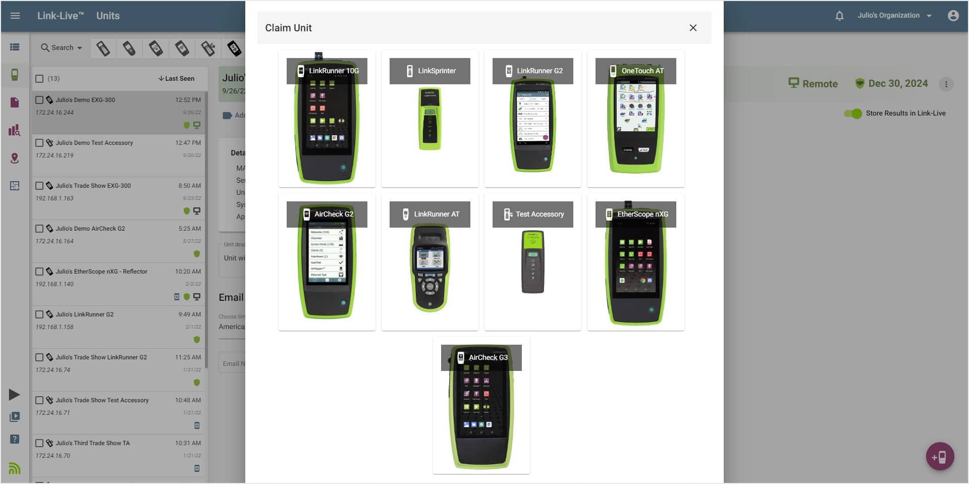 AirMagnet Planner Home Screen